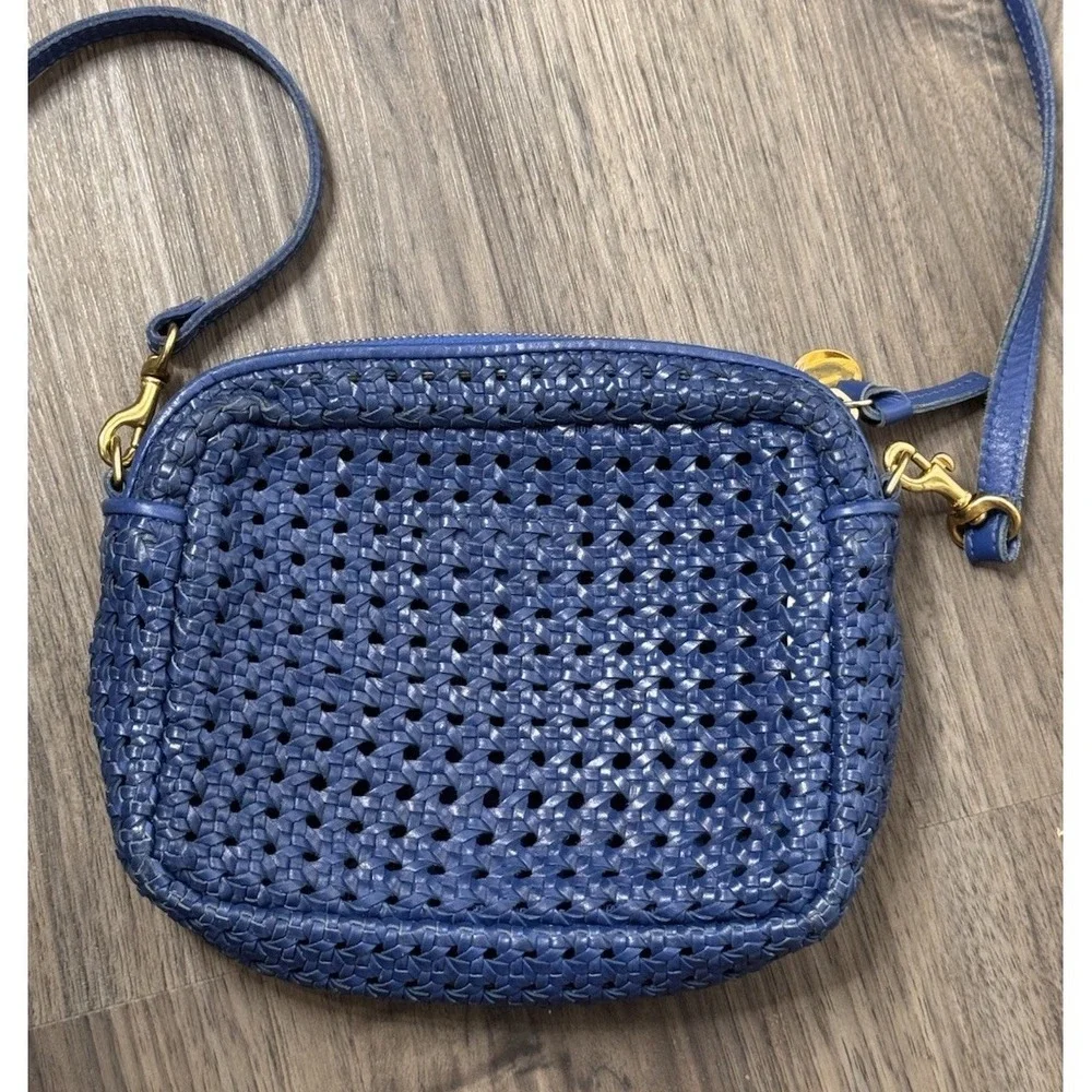Clare V Midi Sac Crossbody Cobalt Blue Bag Woven Leather Purse Quiet Luxury Chic